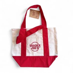 Trader Joe’s Mini Canvas Tote Bag – Red  (Classic Edition)